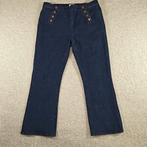 J.Crew Billie Demi Boot Crop Women's size 32 Dark Wash Blue Denim Jeans Buttons